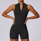 Fitness Yoga Jumpsuit With Zipper Summer Backless Shorts Jumpsuit Bodysuit For Women Clothing