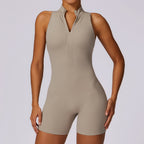 Fitness Yoga Jumpsuit With Zipper Summer Backless Shorts Jumpsuit Bodysuit For Women Clothing